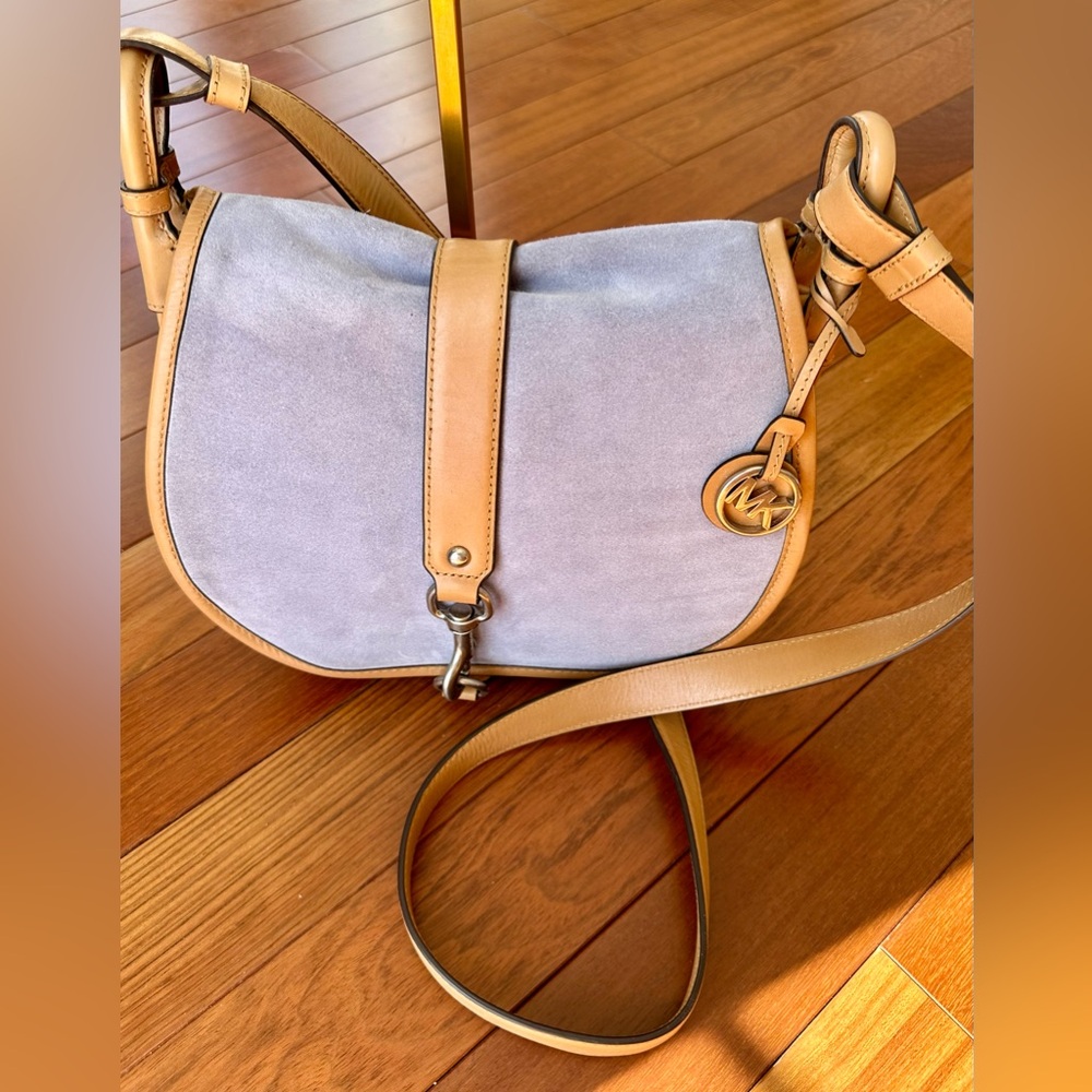 Michael Kors Lavender Suede and Leather Crossbody Bag - Picture 3 of 14